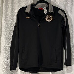 Reebok Face Off Collection NHL Bruins Black and Gray Quarter Zip Youth Medium